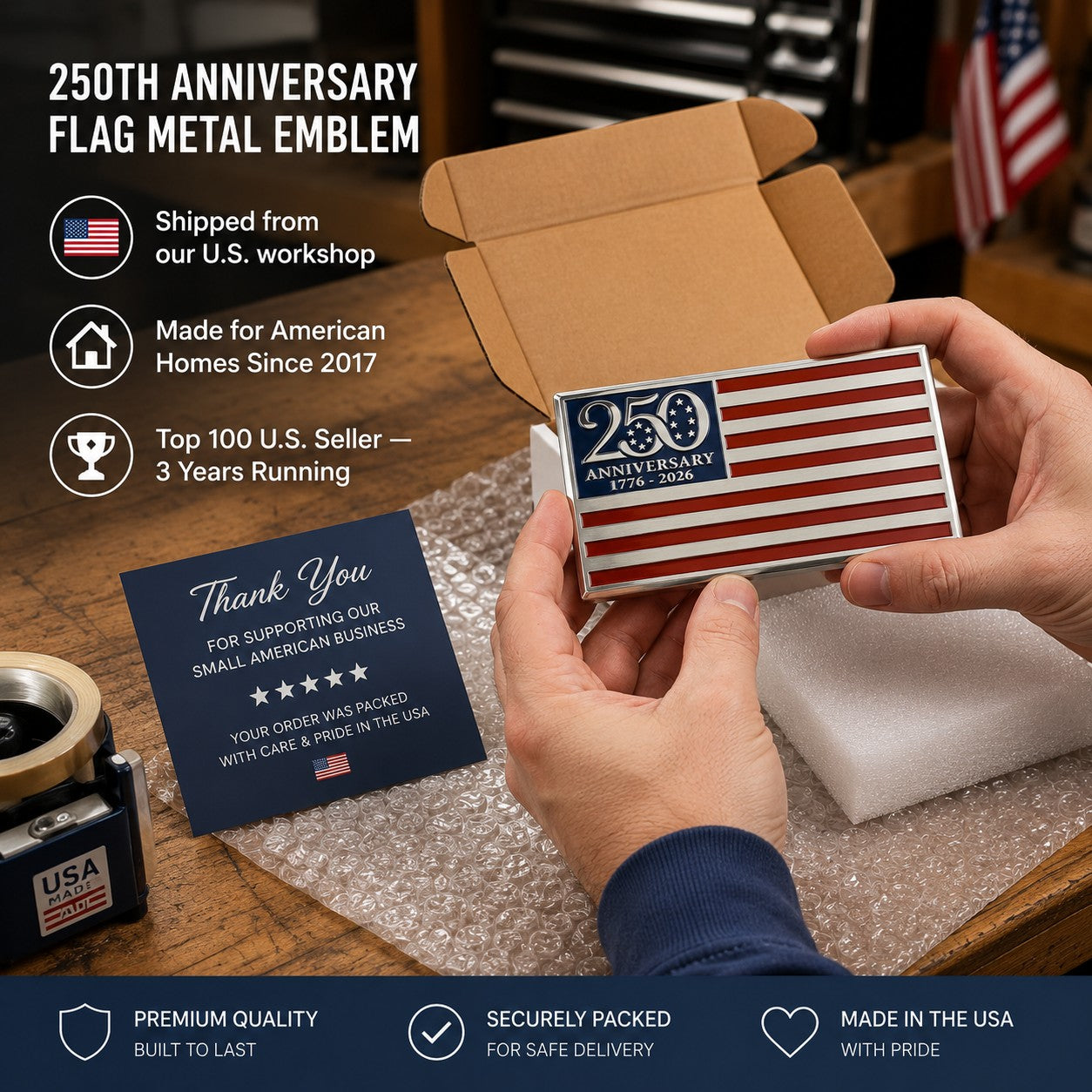 ★250th Anniversary Metal Flag Emblem★ 🇺🇸