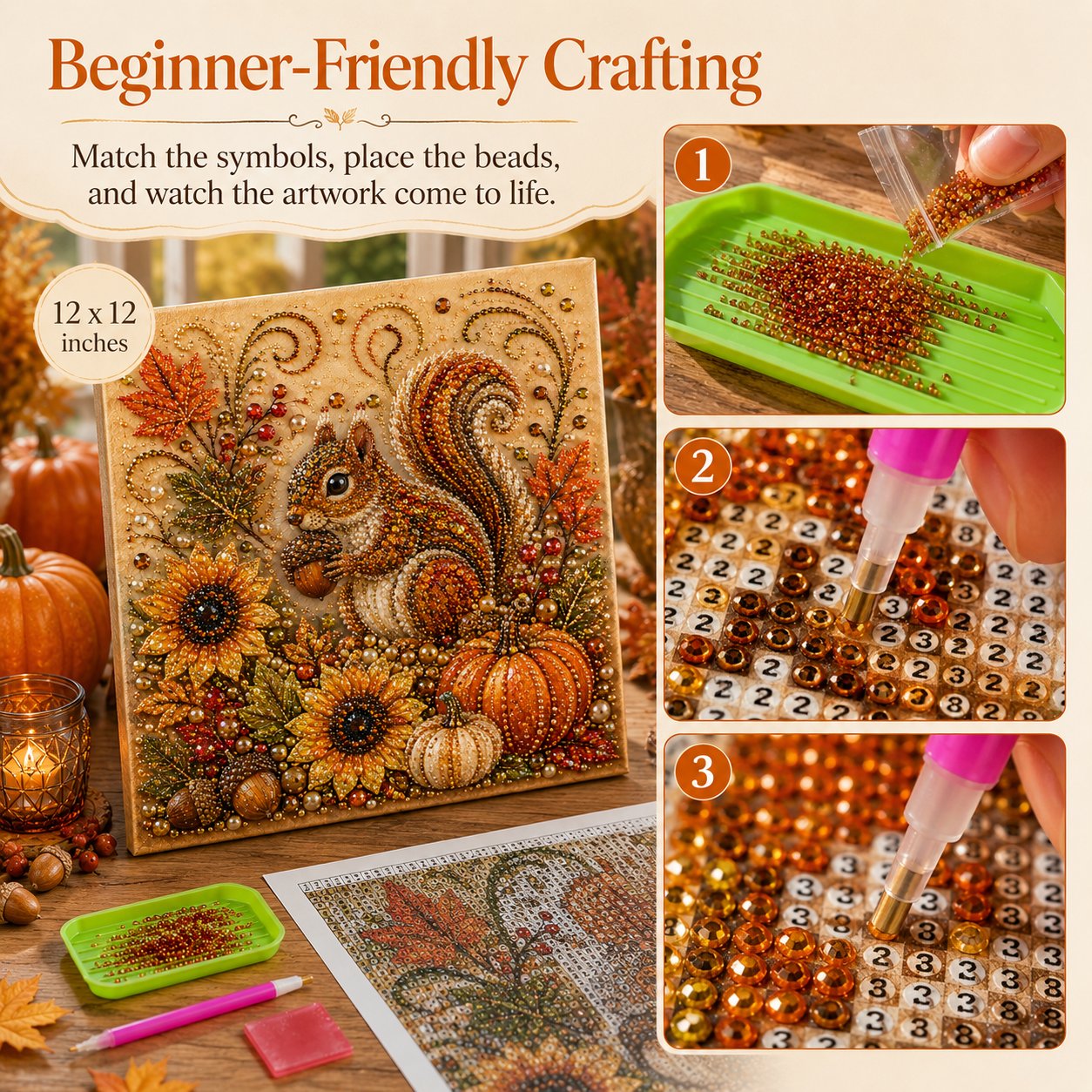 🍂✨Autumn Pearl & Rhinestone Mosaic Kit