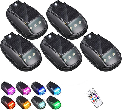 🔥Solar-powered RGB strobe light on car roof with remote control💡