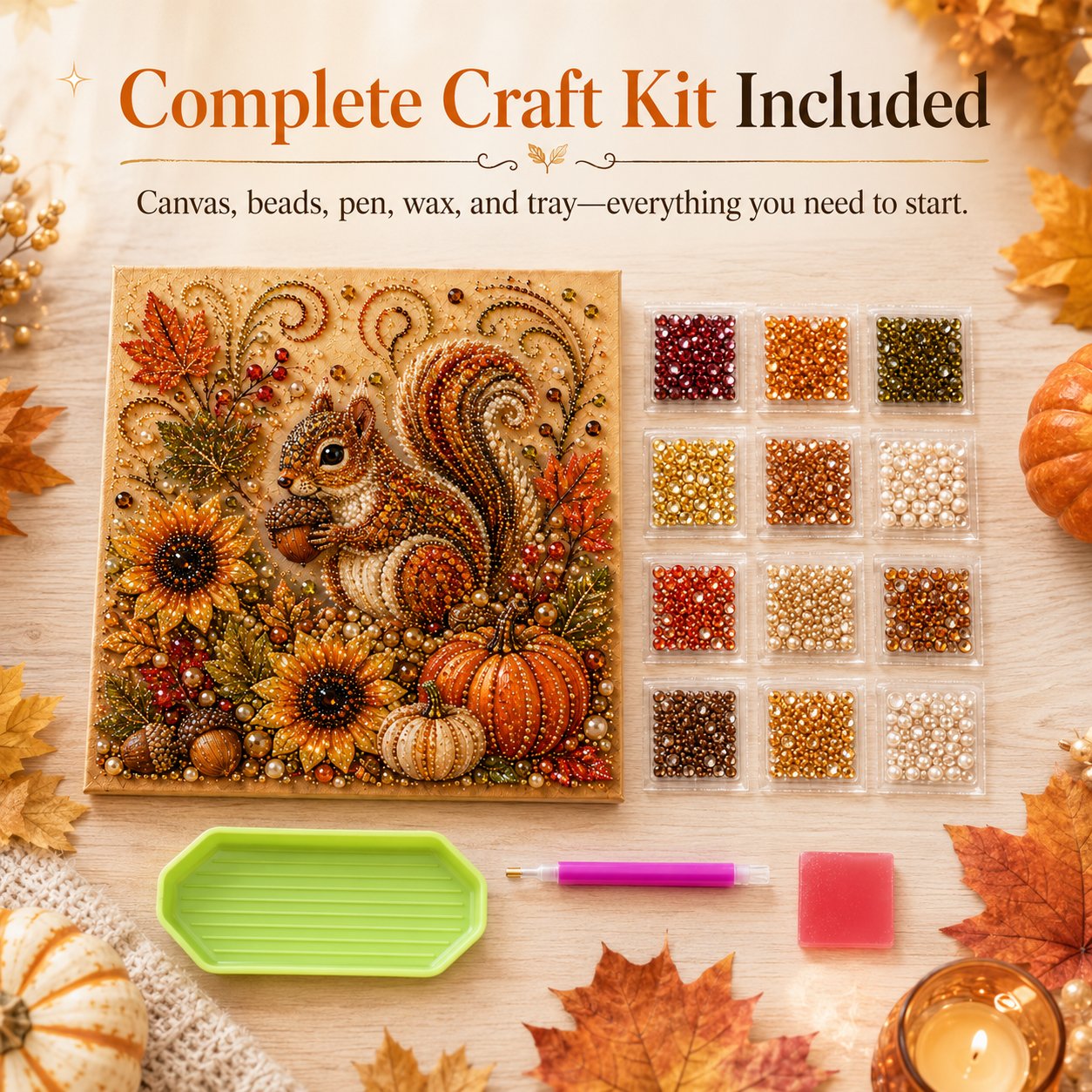 🍂✨Autumn Pearl & Rhinestone Mosaic Kit