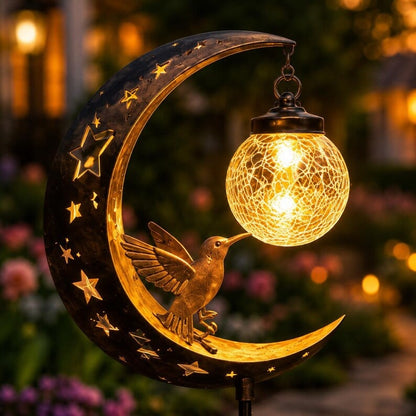 Hummingbird Moon Solar Garden Stake Light 🌙