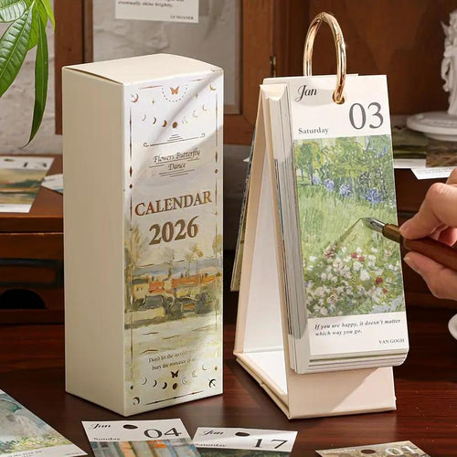🔥LAST DAY SALE 50% OFF-🎨 2026 Vintage European Style Oil Painting Flip Calendar