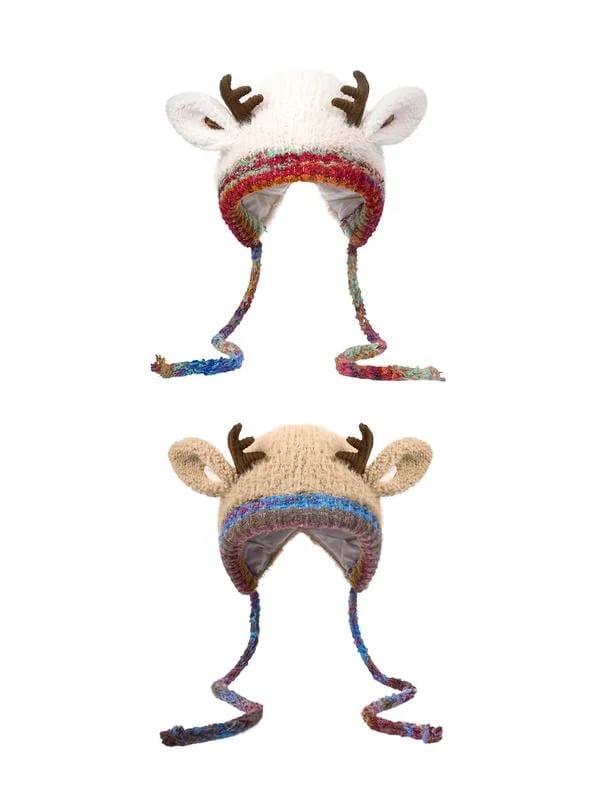 🎄🦌Handmade Knitted Christmas Antler 2-in-1 (Hat/Handbag)🧶