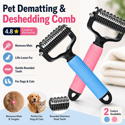 Stainless Steel Pet Dematting & Deshedding Comb