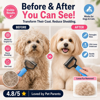 Stainless Steel Pet Dematting & Deshedding Comb