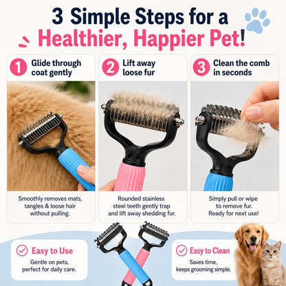 Stainless Steel Pet Dematting & Deshedding Comb