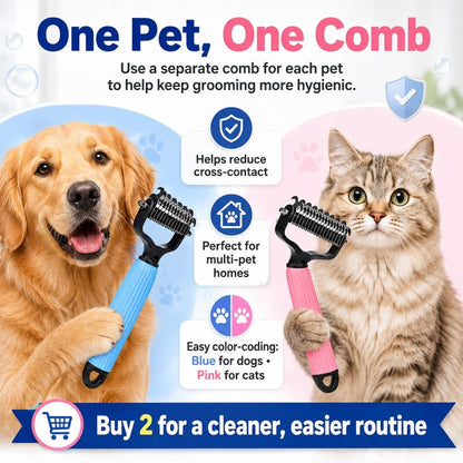 Stainless Steel Pet Dematting & Deshedding Comb
