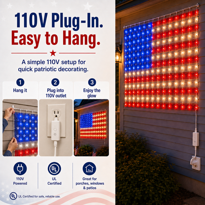 🔥 Patriotic American Flag LED Net Light