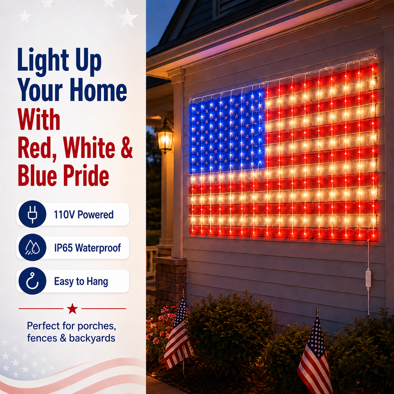 🔥 Patriotic American Flag LED Net Light