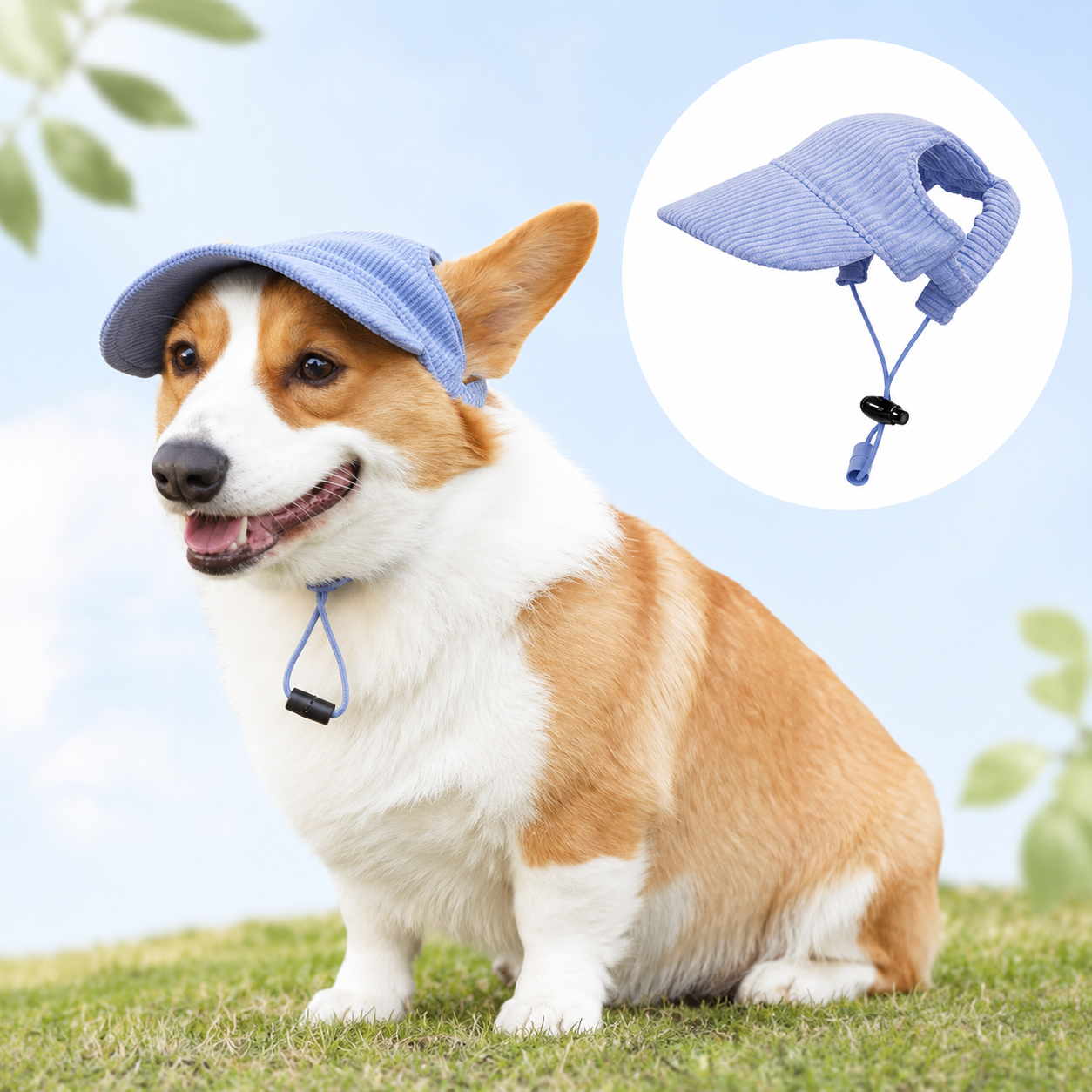 Corduroy Dog Sun Hat – Cute UV-Shade Hat for Sunny Walks