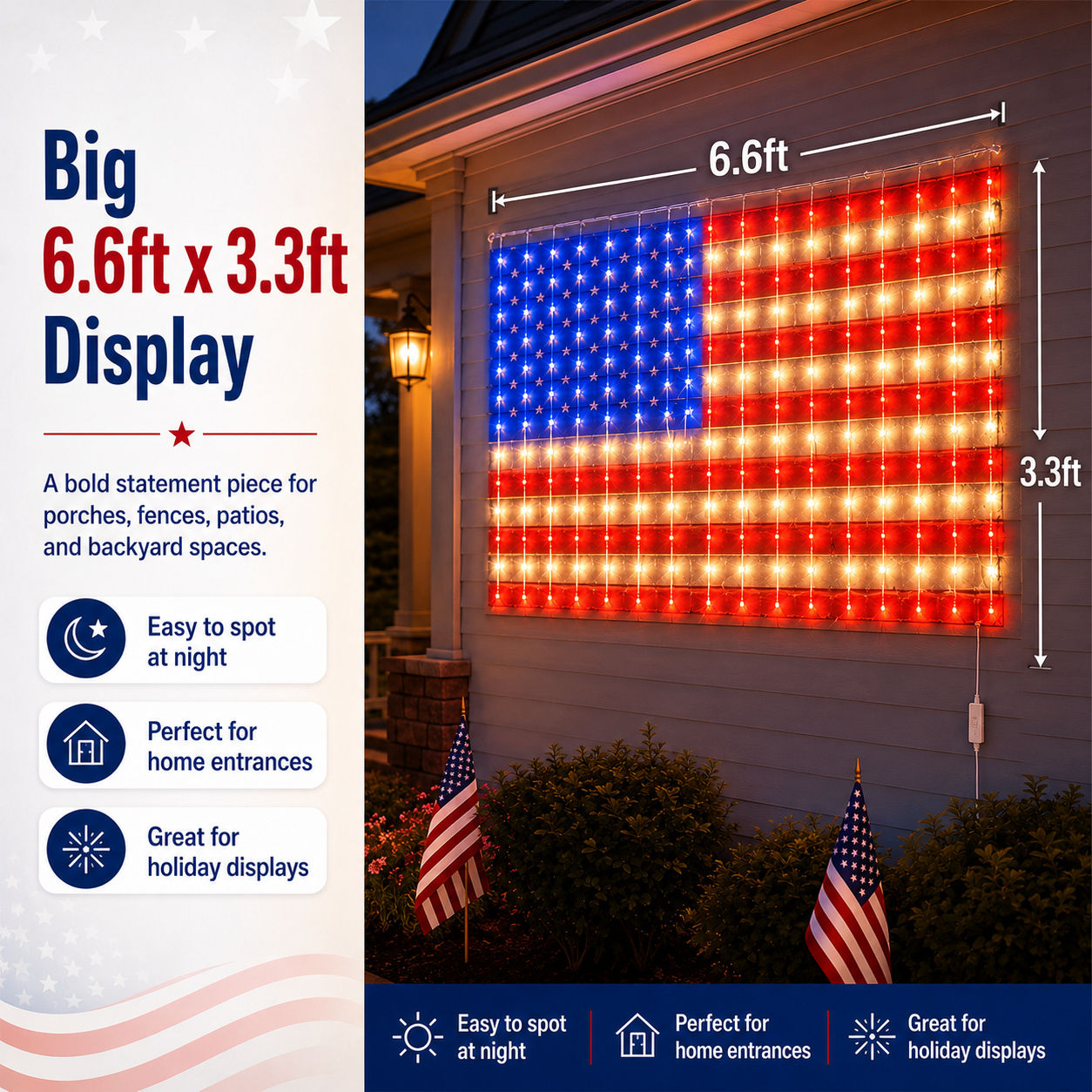 🔥 Patriotic American Flag LED Net Light