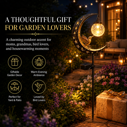 Hummingbird Moon Solar Garden Stake Light 🌙