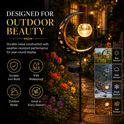 Hummingbird Moon Solar Garden Stake Light 🌙