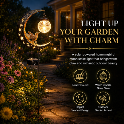Hummingbird Moon Solar Garden Stake Light 🌙