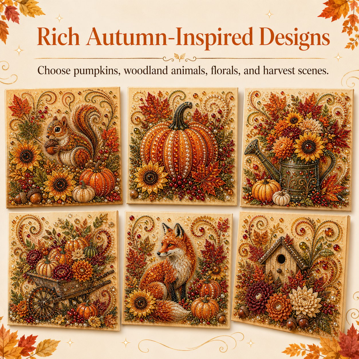 🍂✨Autumn Pearl & Rhinestone Mosaic Kit