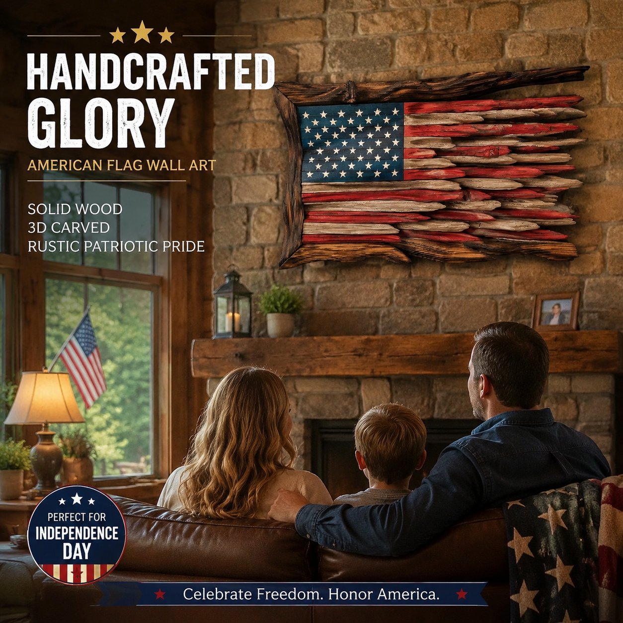 🇺🇸 America’s 250th Anniversary Handcrafted Wooden Flag Wall Art