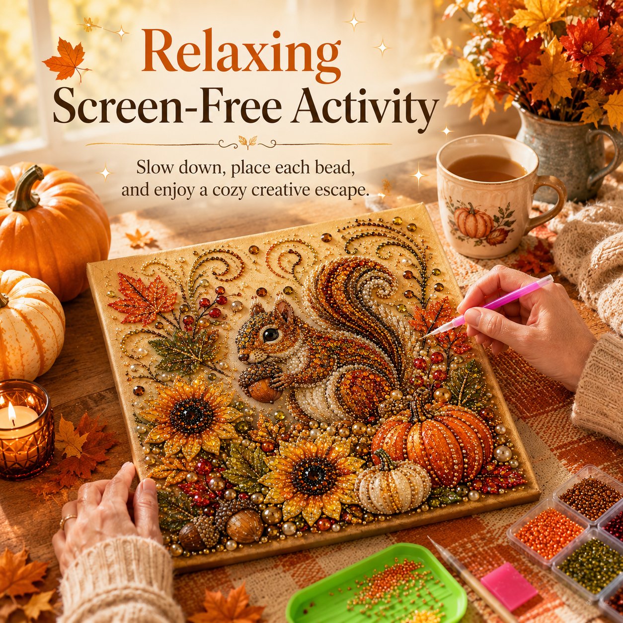 🍂✨Autumn Pearl & Rhinestone Mosaic Kit