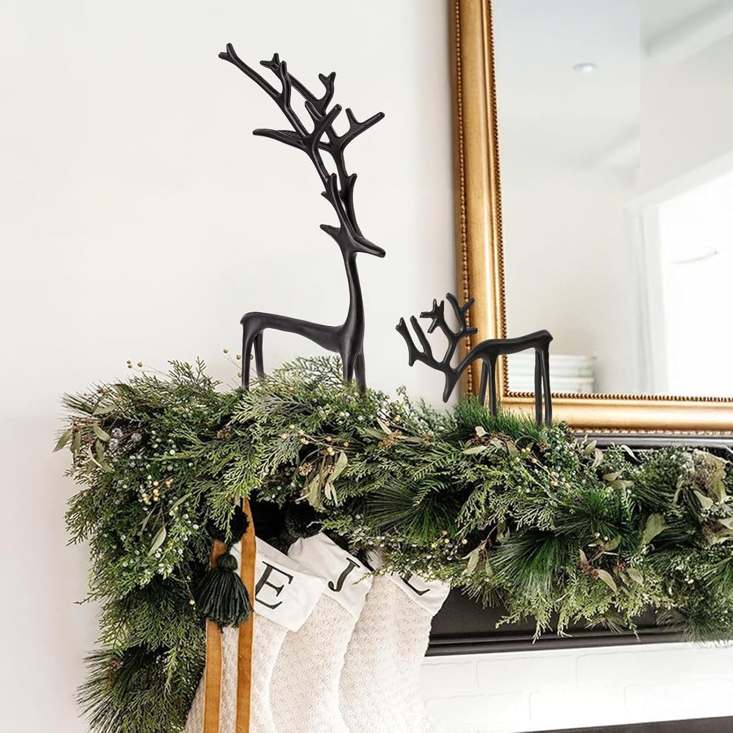 🎅Christmas bestsellers 🦌2 PC Black Reindeer Statues Christmas Decorations Set