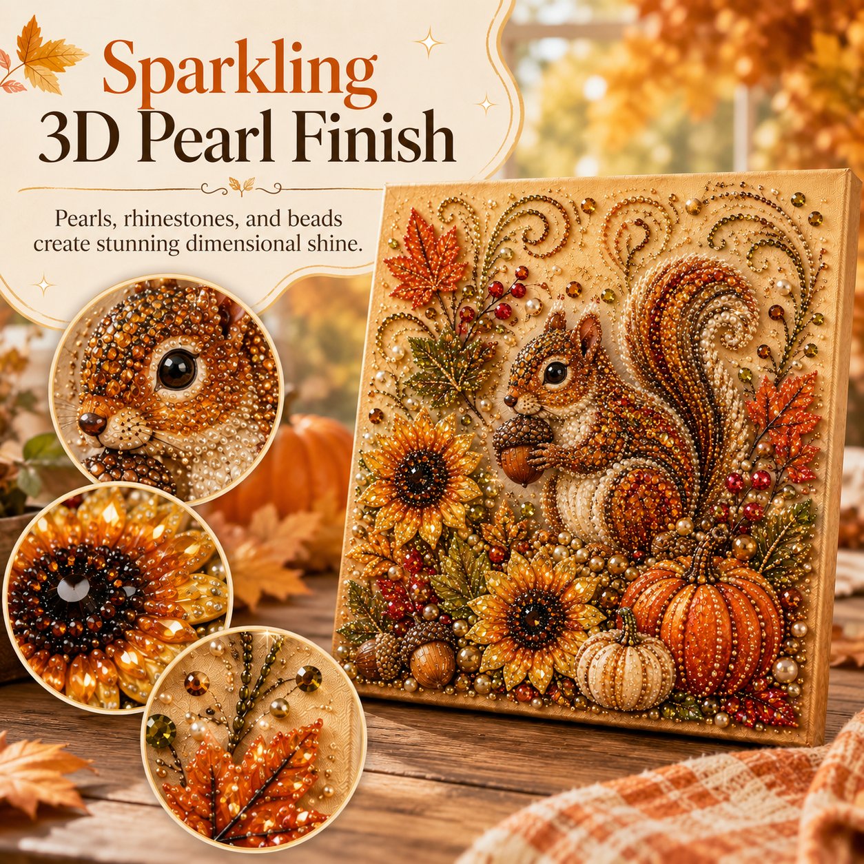 🍂✨Autumn Pearl & Rhinestone Mosaic Kit