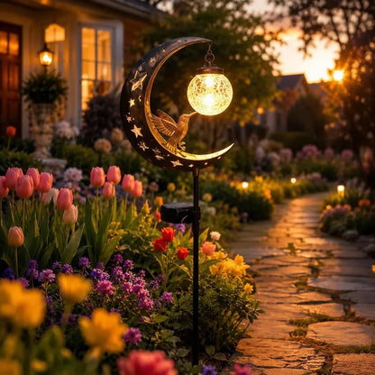 Hummingbird Moon Solar Garden Stake Light 🌙
