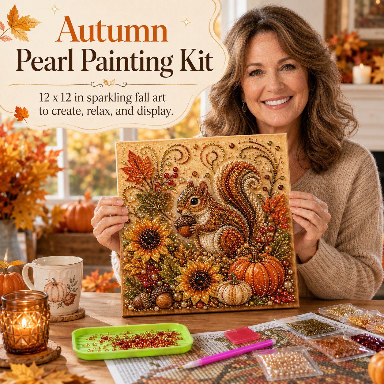 🍂✨Autumn Pearl & Rhinestone Mosaic Kit
