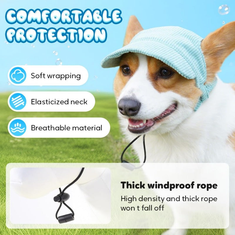Corduroy Dog Sun Hat – Cute UV-Shade Hat for Sunny Walks