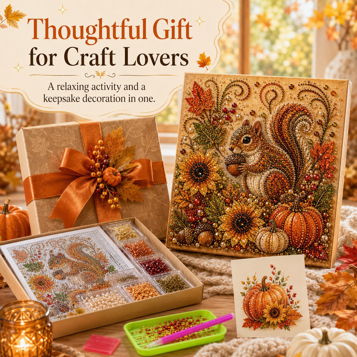 🍂✨Autumn Pearl & Rhinestone Mosaic Kit