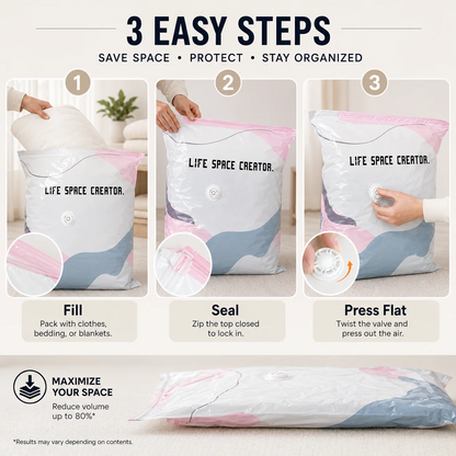 No-Pump Space-Saving Storage Bags for Clothes & Bedding