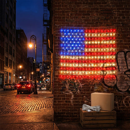 🔥 Patriotic American Flag LED Net Light