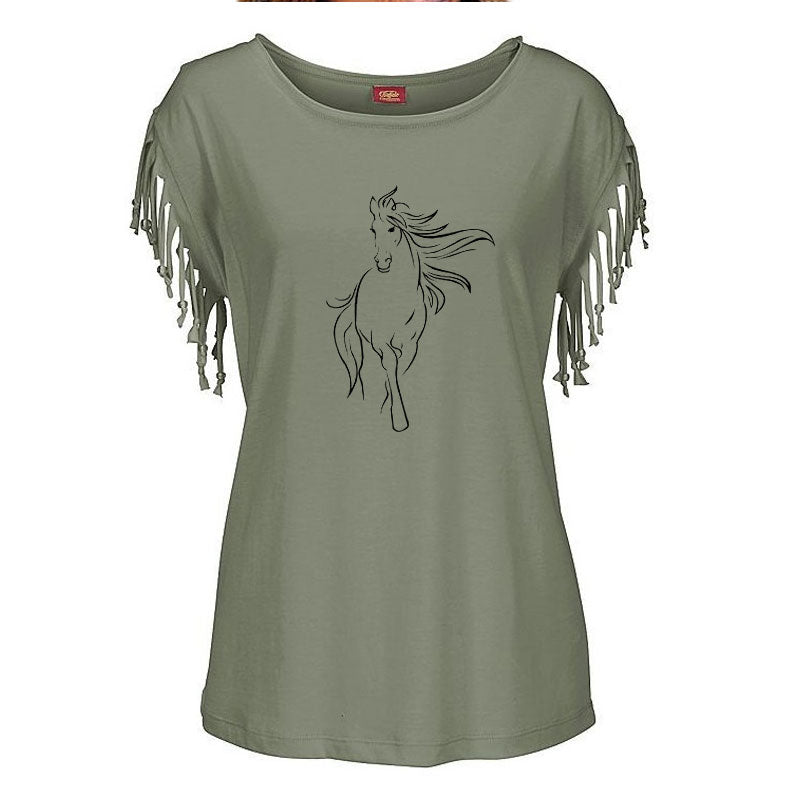 2020 New Creative Horse Women Cotton Tassel Casual T-shirt Clothing animals Tees Short Sleeve O-neck Women's t shirt